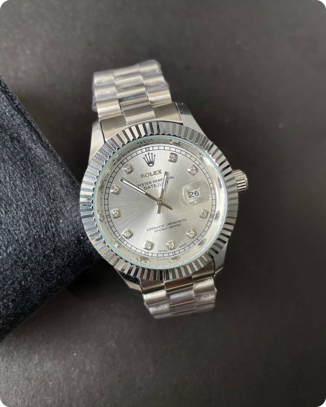 Rolex Date Just silver Diamond Dial